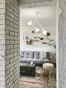 Bulbo lampadario da soffitto 3 luci in metallo e gomma colore bian...