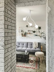 Lampadario a soffitto in metallo e gomma bianco bulbo 3 luci attacc...