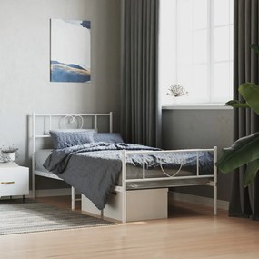 Giroletto Con Testiera E Pediera Metallo Bianco 90x190 Cm /