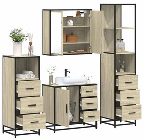 Set Mobili Da Bagno 4 Pz Rovere Sonoma İn Legno Multistrato /