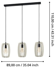 Lampadario Industrial Bajazzara 3 Luci Acciaio Nero Diffusore Grigio