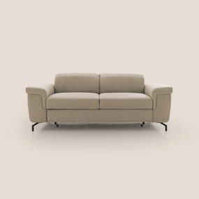 Aisha Divano con poggiapiedi estraibile piedini alti e poggiatesta reclinabili in tessuto Smacchiabile T05 beige