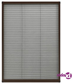 vidaXL Zanzariera Plissettata Finestre in Alluminio Marrone 80x120 cm
