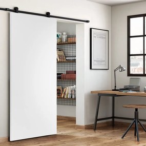 Porta scorrevole Pearl in mdf bianco, L 92.5 x H 211.5 cm, con binario Loft nero Reversibile