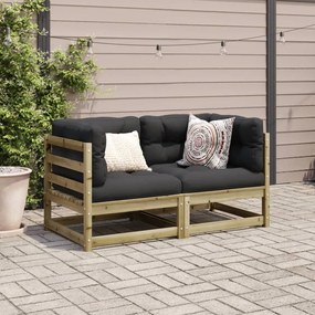 Set divani da giardino 2 pz in legno impregnato di pino