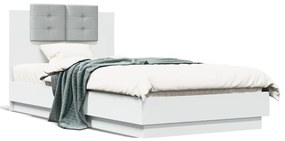 Giroletto Con Testiera Bianco 90x190 Cm İn Legno Multistrato /