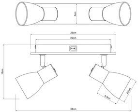 Globo 54307-2W - Faretto da parete CLAUDE 2xE14/40W/230V nero/legno