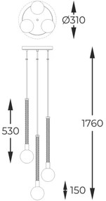 Zuma Line P0583-03B-2GHF - Lampadario a sospensione con filo MIDA 3xG9/6W/230V ottone