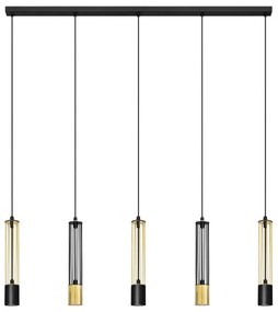 LED Lampadario su corda BARS 5xGU10/4,8W/230V nero/dorato