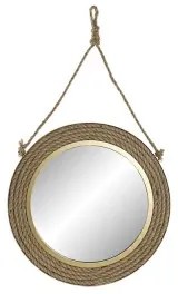 Specchio da parete DKD Home Decor S3019202 Cristallo Dorato Metallo Marrone Corda (46 x 2 x 46 cm)