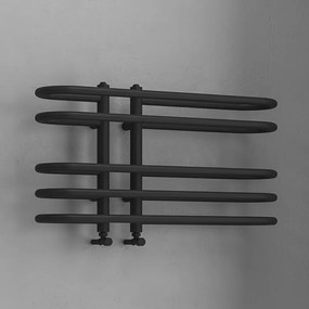 Kamalu - Scalda salviette termoarredo 700x400mm finitira nera opaca | KAM-379N