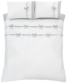 Biancheria da letto bianca e grigia , 135 x 200 cm Milo Bow - Catherine Lansfield