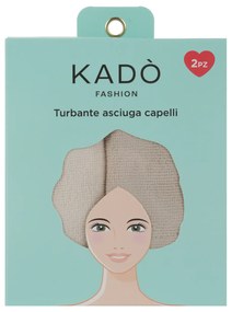 Set 2 asciugamani capelli turbante in microfibra beige