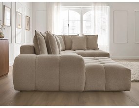 Divano angolare grigio tortora allungabile e con contenitore (penisola a destra/a U) con rivestimento in ciniglia Everest – Bobochic Paris