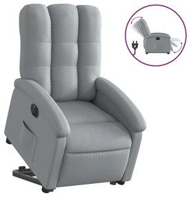Poltrona reclinante alzapersona elettrica grigio chiaro tessuto