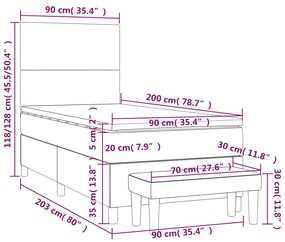 Giroletto a Molle con Materasso Grigio Scuro 90x200 cm Velluto