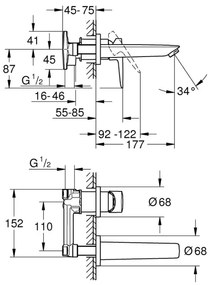GROHE 20474001 - Miscelatore lavabo a 2 fori, 177 mm, cromo lucido