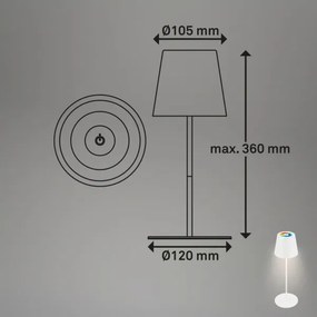 Briloner 7559016 - Lampada da tavolo LED RGB COLORIS 3,5W/5V IP44 2000mAh Wi-Fi Tuya
