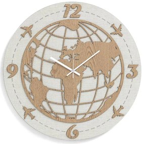 Orologio tondo da parete D30 cm WORLD moderno in legno laminato TTE