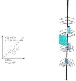 WENKO 24568100-Mensola angolare DOLCEDO 31x230 cm acciaio inossidabile/nero