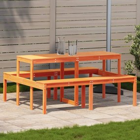 Tavolo da picnic marrone cera 160x134x75 cm legno massello pino