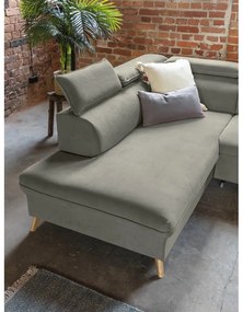 Divano letto angolare in velluto grigio chiaro a "U" (angolo sinistro) Sweet Harmony - Miuform