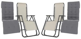 Set Di 2 Poltrone Sedie Sdraio Relax Reclinabili Gravità 0 Con Cuscino Trapuntato Imbottito Design Ergonomico Richiudibile Salvaspazio In Acciaio Tubolare Doppio Spessore Portata Max 120 Kg (Beige)