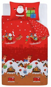 Biancheria da letto rossa Rudolf, 135 x 200 cm Santa's Christmas - Catherine Lansfield