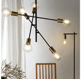 ONLI - Lampadario a sospensione con filo CROSS 6xE27/22W/230V nero/ottone