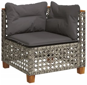 Set divani da giardino 11 pz con cuscini in polyrattan grigio