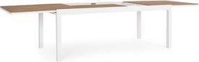 Tavolo Allungabile Per Esterno In Alluminio 95x200-300 Cm Con Doghe Di Legno Elias Bianco Bizzotto