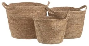 Set di Cesti Naturale Juncus 33 x 33 x 38 cm (3 Pezzi)