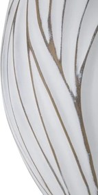 Vaso ovale in resina con decorazioni ondulate in rilievo Ø 27X41,5 cm bianco