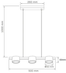 Lampadario LED a sospensione con filo MIRELLA 3xGX53/6W/230V nero