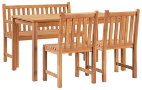 Set da pranzo per giardino 4 pz in legno massello di teak