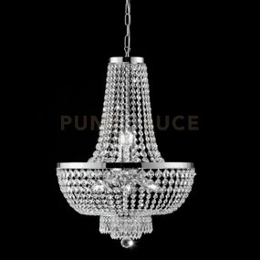 Lampadario in ferro e ottone cromato con strass 8 luci mozart