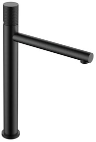 Miscelatore lavabo alto nero opaco con leva zigrinata in acciaio inox Gemini