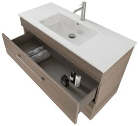Mobile bagno sospeso 100 cm Smart olmo con lavabo e specchio