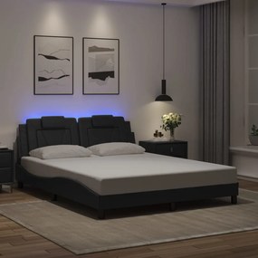 Giroletto con luci led nero 160x200 cm in similpelle
