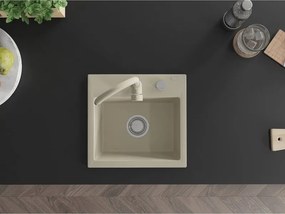 Mexen Milo lavello in granito a 1 vasca con rubinetto da cucina Telma, beige - 6505-69-670200-69
