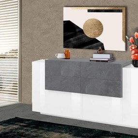 Mobile credenza NEW CORO L 160 x H 86 P 45 cm bianco lucido e grigio