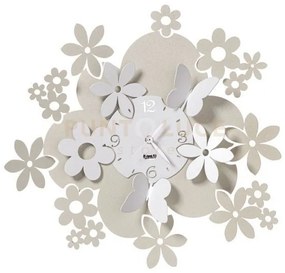 Orologio da parete con fiori daisy avorio e bianco marmo in ferro 4...