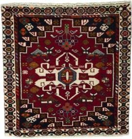 Shiraz Tappeto 60 x 60 Rosso (Iran) Annodato A Mano