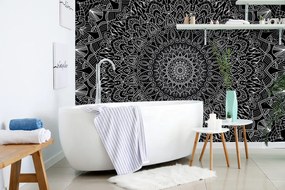Carta da parati – Mandala ornamentale dettagliata in bianco e nero