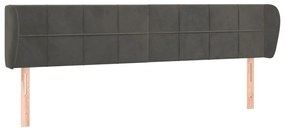 Testiera ad orecchio grigio scuro 183x23x78/88 cm in velluto