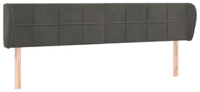 Testiera ad orecchio grigio scuro 183x23x78/88 cm in velluto