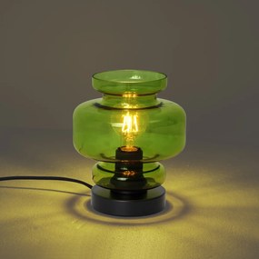 Lampada da tavolo retrò nera con vetro verde - Denise