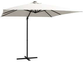 Ombrellone A Sbalzo Con Led E Palo İn Acciaio 250x250 Cm Sabbia /