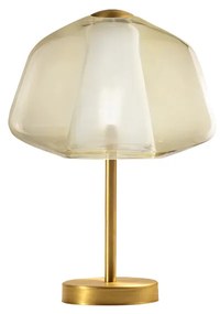 Lampada Contemp. Double Skin Alpha Metallo Ottone Sat. Vetro Ambra 1 Luce E27