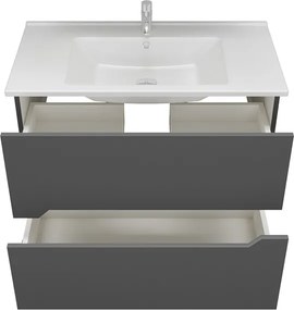 Mobile bagno nero grafite matt 85 cm con lavabo incasso | LAC-ARES-85 - KAMALU